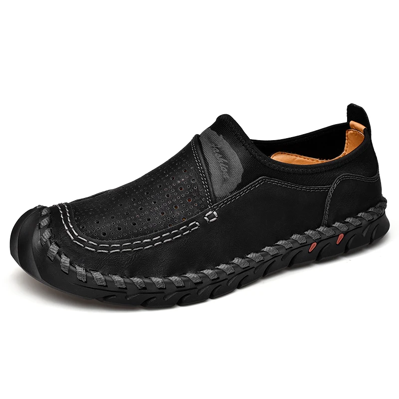 
Split Leather Shoes Men Casual Shoes Hand-made Fashion Sneakers Flat Walking Shoes 