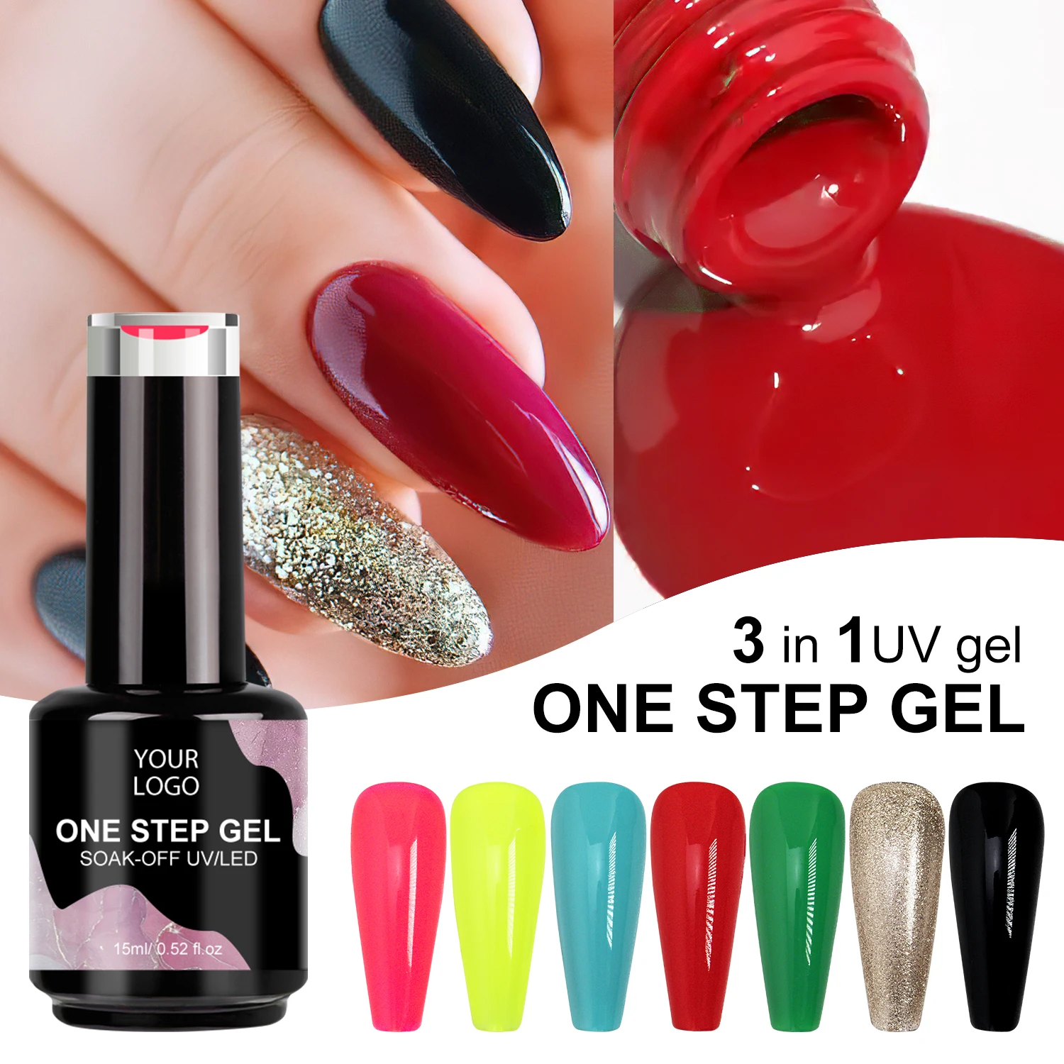 Private Label Factory Supply 3 in 1 Colors Gel Nail Polish Custom one setp Gel Polish For Nail Salon