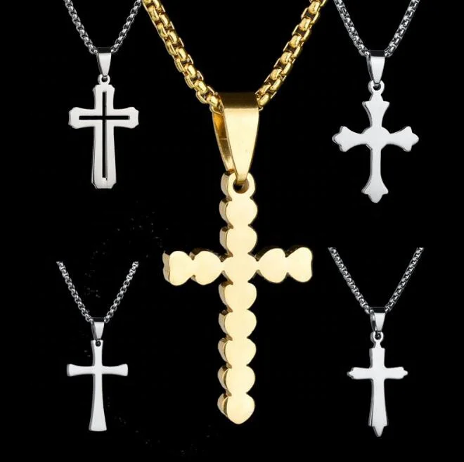 Hot Sale 18K Gold Plating Stainless Steel Best Gifts Laser Cutting Custom Name Jesus Cross Necklace