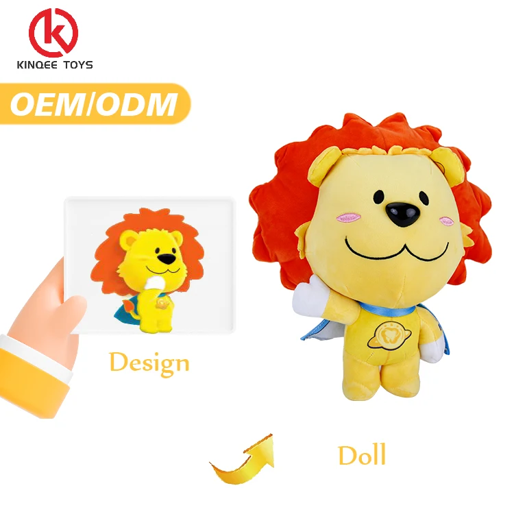 Kinqee Professional high quality plushie customized mascot company logo anime lion plush toys