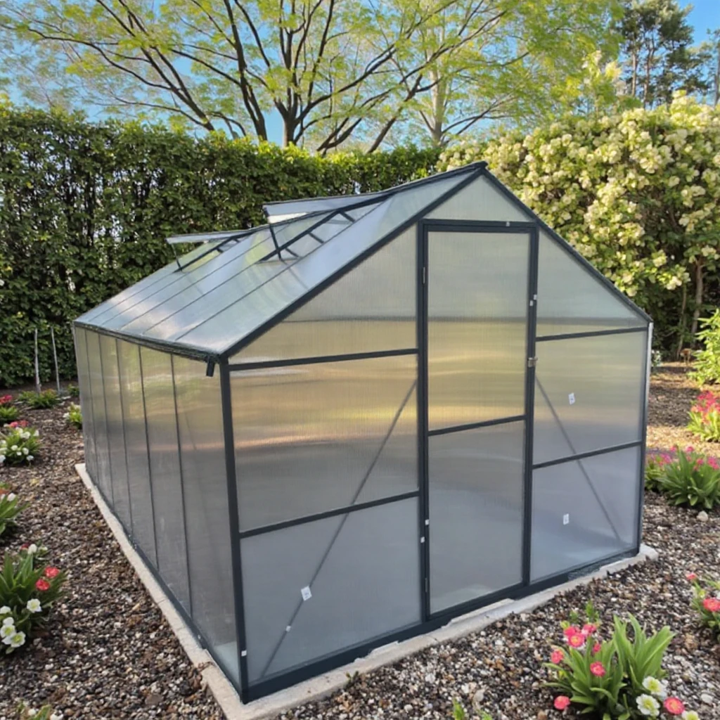 Large DIY Aluminum Polycarbonate Greenhouse DIY Kit Easily Assembled Walk-In Sunroom with Metal Frame for Garden Villa Courtyard