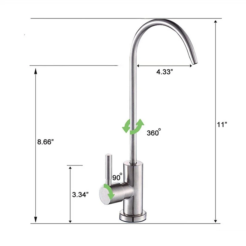 100% Lead-Free Drinking Water Faucet Stainless Steel 304 Matte Black Kitchen Water Filter Faucet