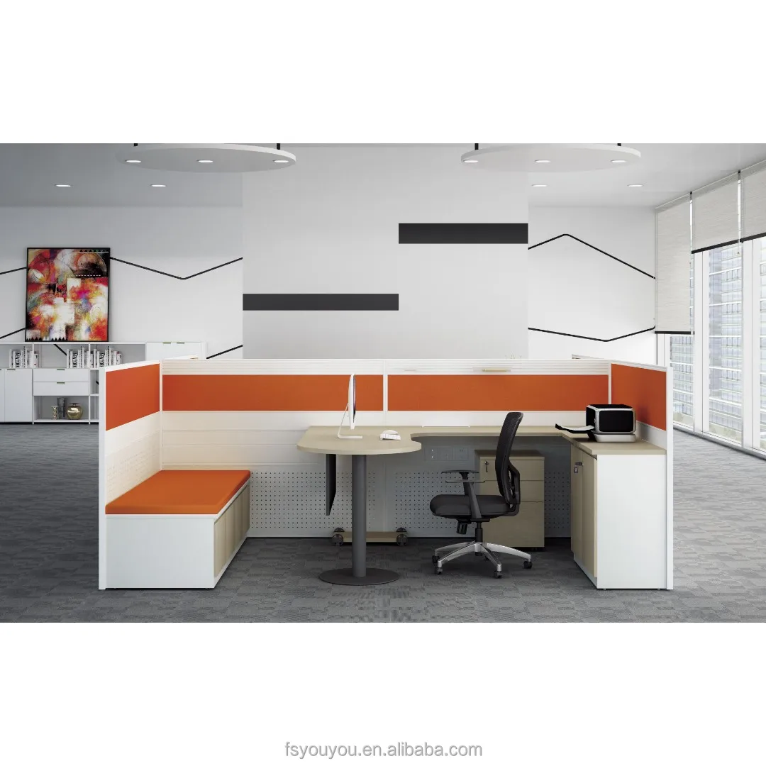 Office Work Station 2 Person Desk Modern Modular Table Computer Desktop Workstation Partition