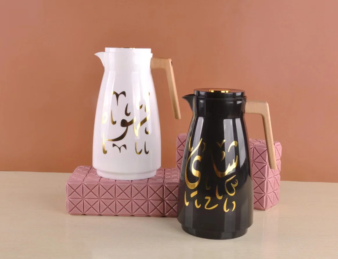 1000ML Vacuum Flask Metal body Glass liner coffee thermos Two Carafe Piece Tea Pot Set Dallah Jugs for Sale