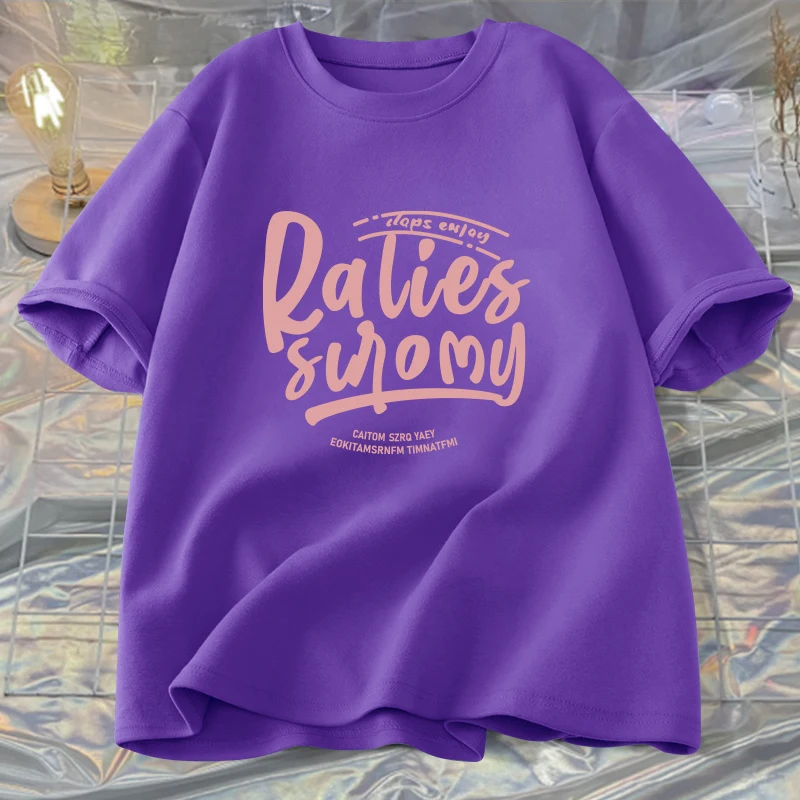 T-shirts for Girl Children Jersey Short Sleeve OEM Service Custom Label Print Single Jersey 100% Cotton Plain Dyed Smart Casual