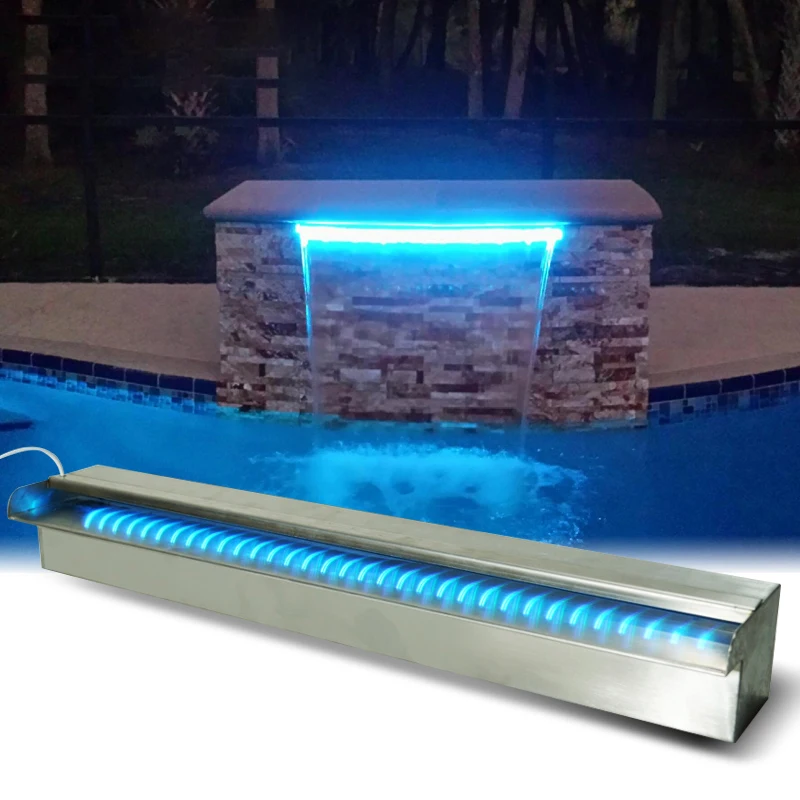 Stainless Steel 304 Silver Color Led Pools Garden Outdoor Waterfalls Sheer Descent Pond Water Curtain