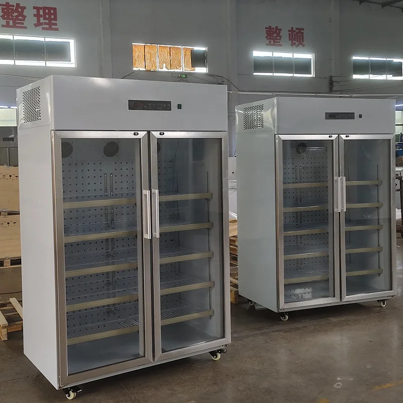 960L 2 to 8 Degree Double Glass Doors Cheap Pharmacy Refrigerators
