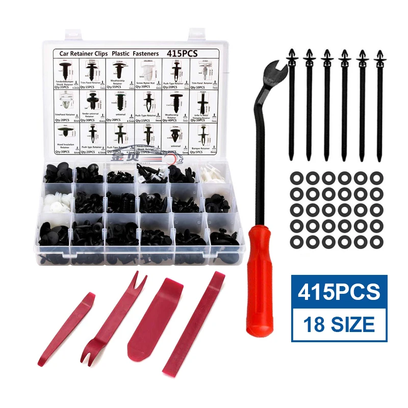 415 PCS Automotive Retainer Clips with Fastener Remover 18 Most Popular Sizes Nylon Car Clips Fasteners