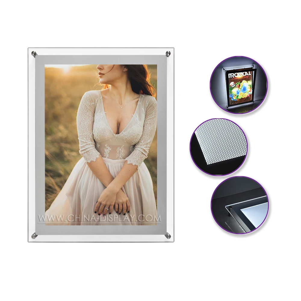 Double Sided Advertising LED Acrylic Display Real Estate Agent Window Hanging Picture Frame Advertising Acrylic Light Box