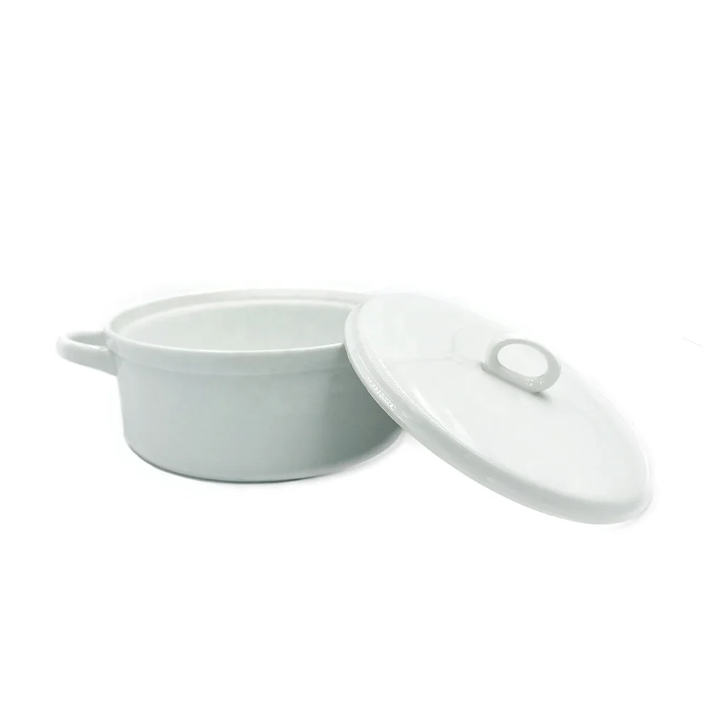
Fine Porcelain Small Ceramic Dish Enamel Casseroles Pot With Lid And Handles Cookware Set 