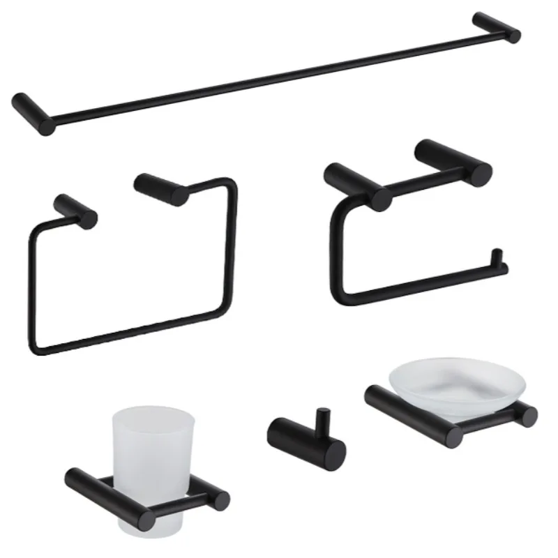 Samiyah Single Pole Bathroom Accessories Towel Bar Black Chrome And Stainless Steel Bath Towel Rack