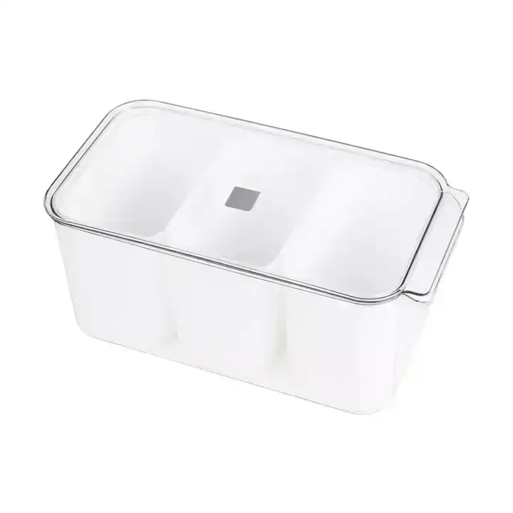 Rectangle Contains 3 small containers  Plastic  Refrigerator Organizer Container With lip food storage refrigerator organizer