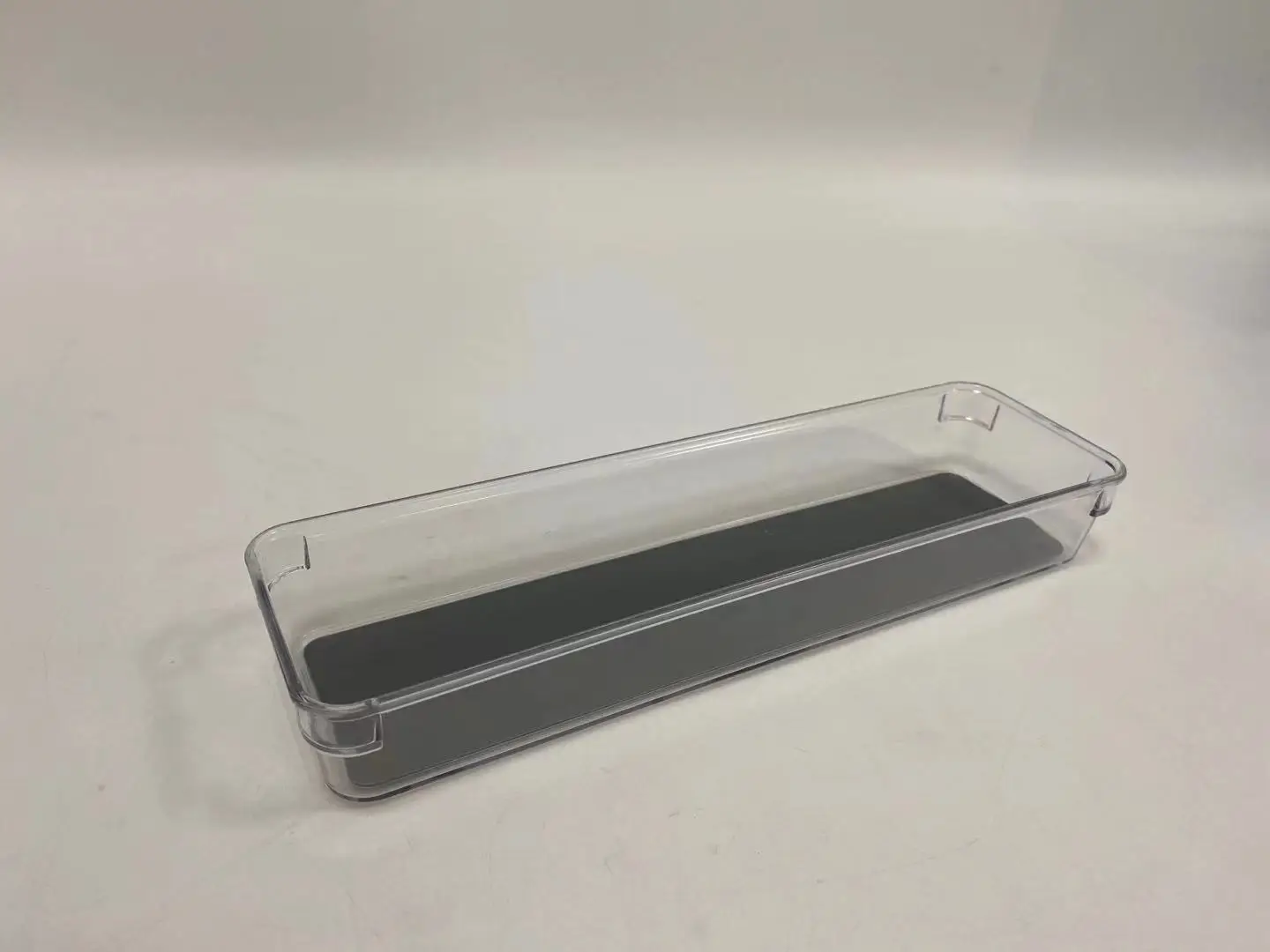 Plastic cutlery tray transparent PET material with blue grey TPR BPR Free Kitchen tray for spoon fork