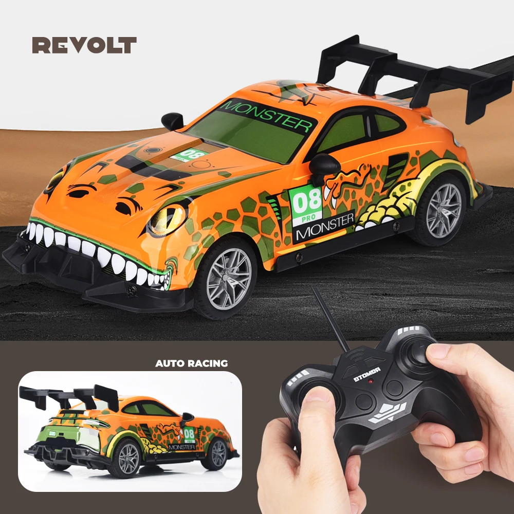 1:16 RC car 4 channels Remote Control Car with LED Lights Flexible Steering Long-Lasting Battery with TRY ME Button