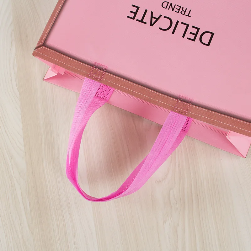 wholesale printed customized recycled biodegradable pink non woven shopping bag