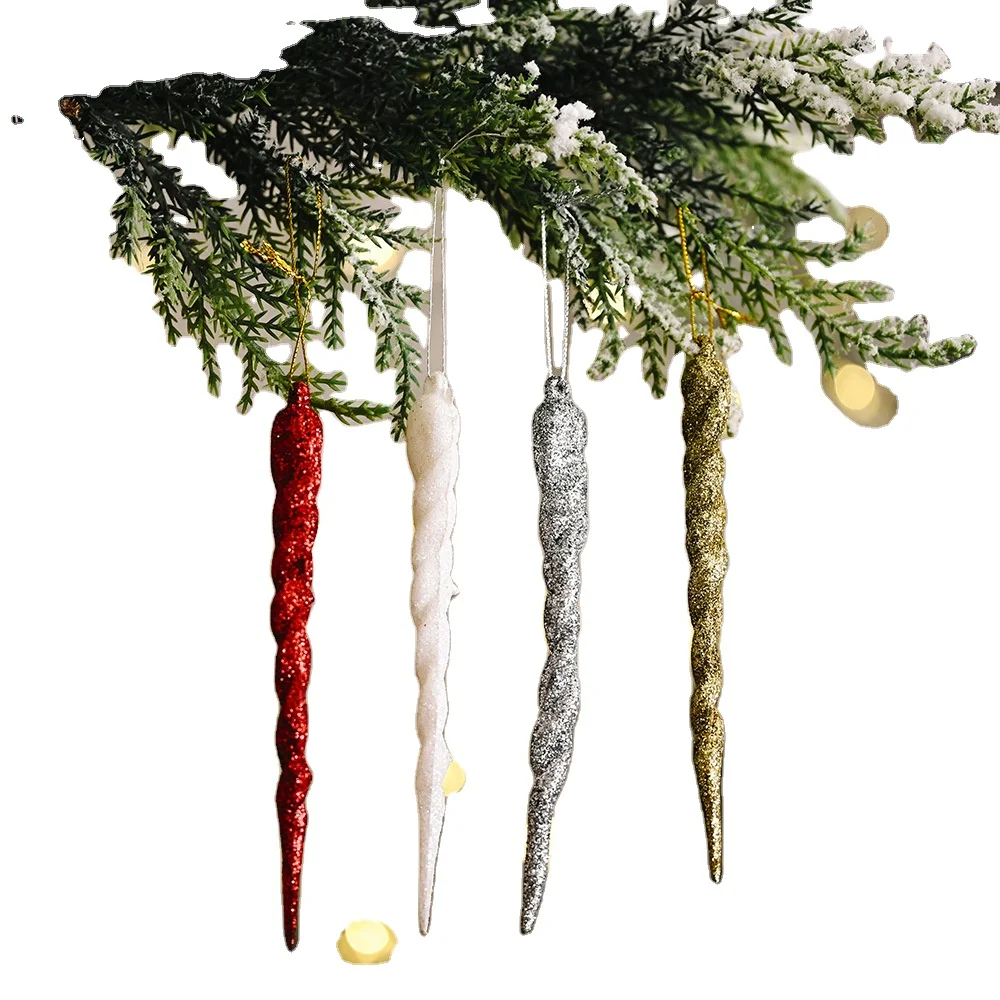 Christmas Tree Pendant Transparent Luxury Acrylic Clear Glass Creative Colour Icicle Magic Stick Spiral 5 Inch Handing Ornaments