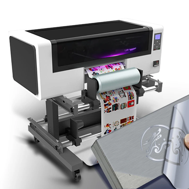 A3 All-in-One UV DTF Desktop Sticker Inkjet Printer with Laminator Prowith Dual XP600 Heads for Roll-to-Roll