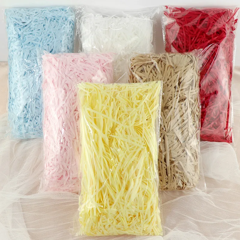 10g Lafite Grass Shredded Paper Silk Packaging Gift Box Decorative Filler Colorful Shredded Paper Strip RAFFIA Grass Shredded