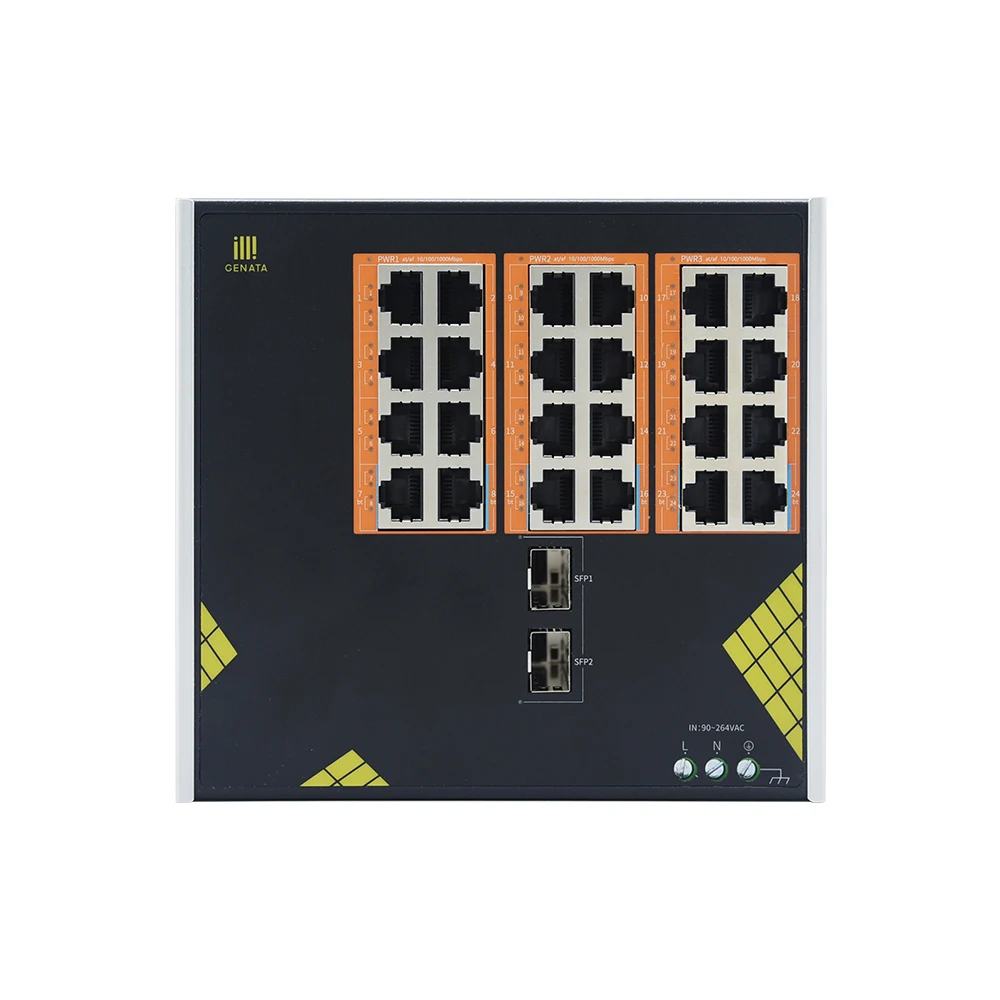 GENATA Internal power supply Industrial 24 Port Full Gigabit  PoE Switch with bt port