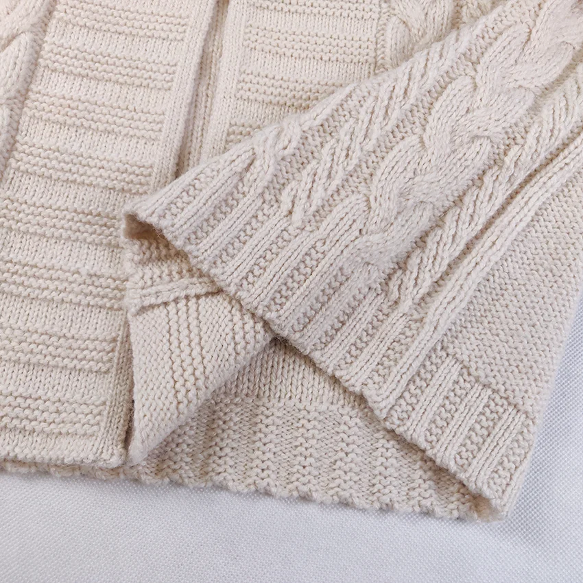 Oversized Knit y2k button striped pattern raw edge V neck  Jacquard Knitted Sweater Coat