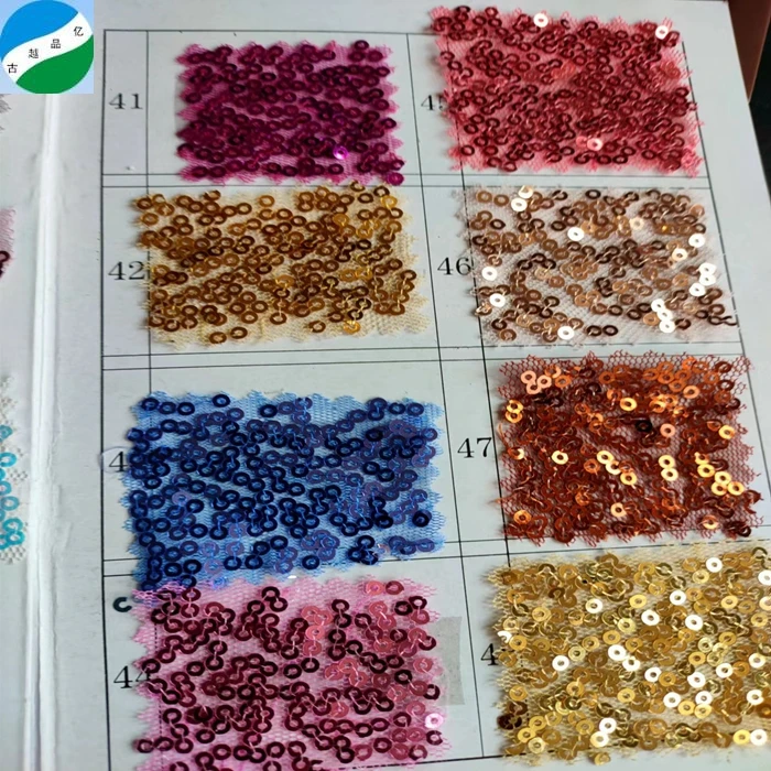 Hot selling ready goods stock lot fabric knitted sequin dress fabric Shaoxing textile in China