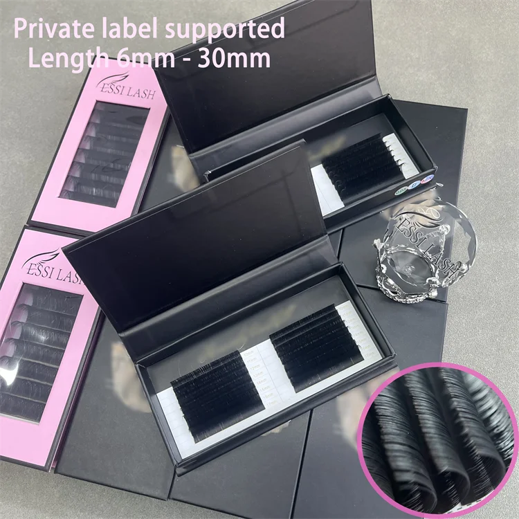 Soft Mink Pbt 0.03  0.05 12Rows Velvet Fanning Eyelash Extensions  Cashmere Trays Dark Matte Cashmere Volume Lash Trays