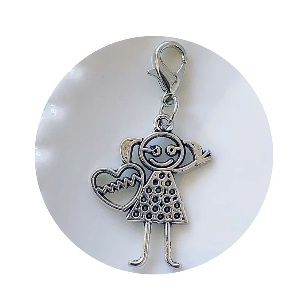 Bulk 10pcs metal keychain plush key chain cartoon girl enamel charm