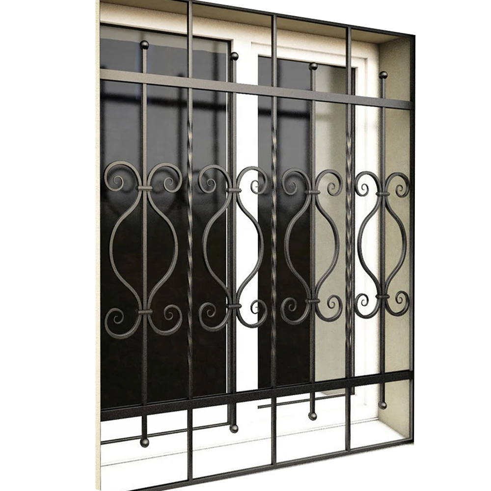 Steel window guards security window design for safety wrought iron window security bars