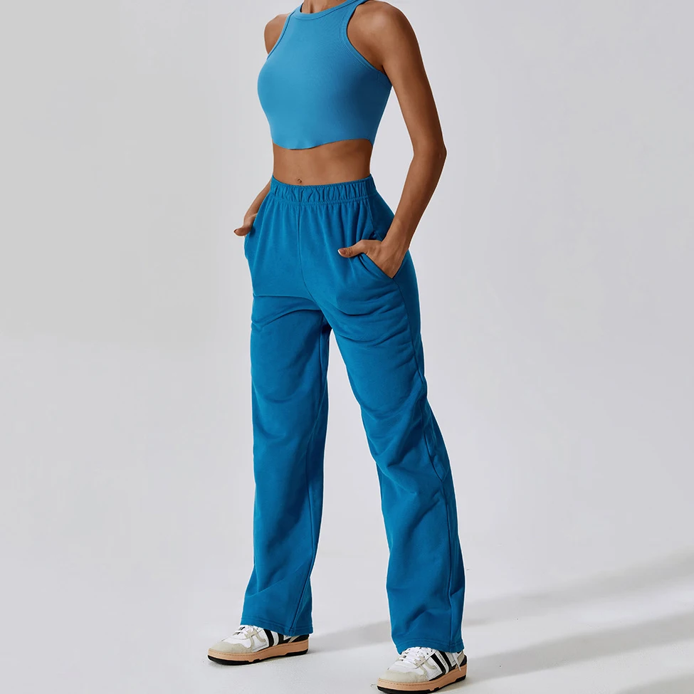 YIYI Autumn With Fleece Jogger Pants 4pcs Workout Sets High Quality Warm Gym Fitness Sets Fashion Tops Women Gym Clothes Set