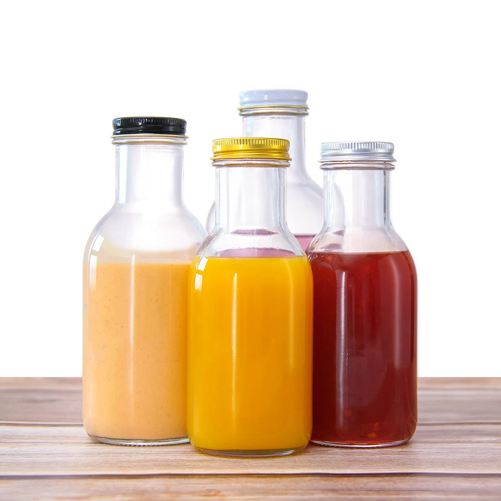 China Manufacture OEM Logo 250ml 350ml 500ml Beverage Juice Drinking glass bottles for juice In Bulk With Lids