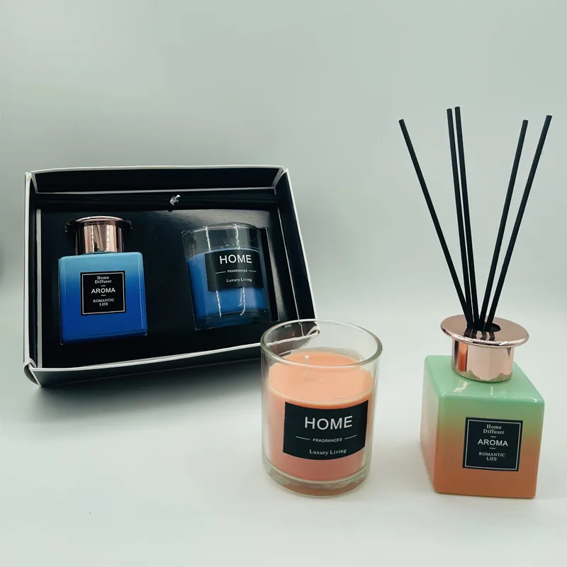 Home Fragrance Scented Candles Luxury Set Reed Diffuser Oil Aroma Gift Set