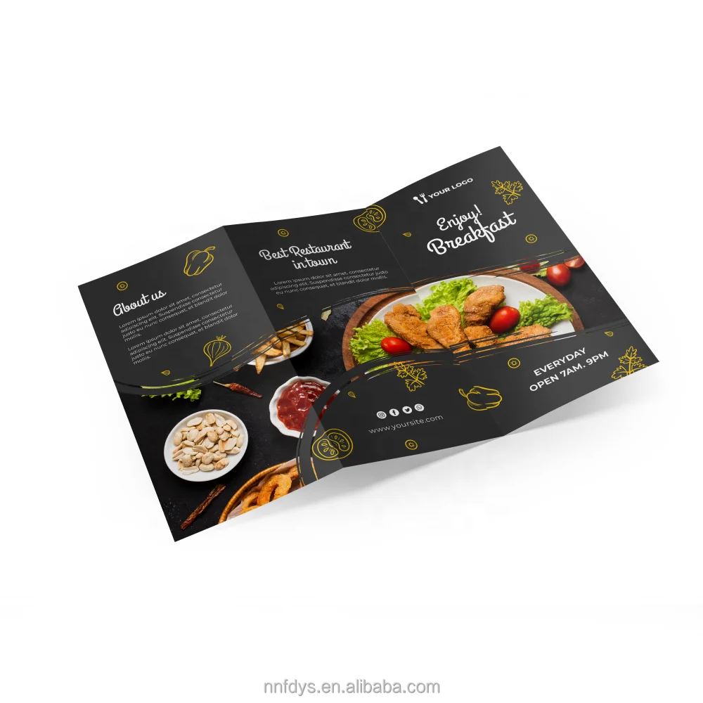 Customized Printed Waterproof Flyer Z-fold Brochure Instruction Manual Advertising Leaflet Takeout Menu Poster Printing
