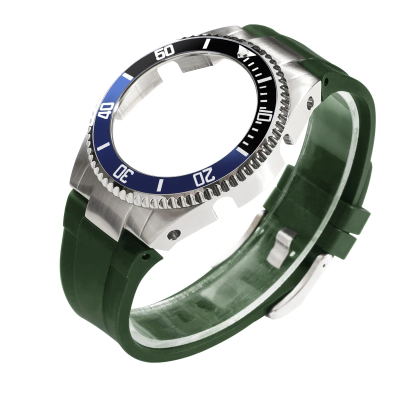 Drop shipping Stainless Steel Ro-lex metal case with silicone replacement band strap modification kit for Casio G Shoc-k GA-2100