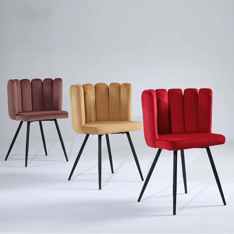 
 Новый дизайн, Лидер продаж, роскошная мебель для столовой, бархатные тканевые обеденные стулья с ножками с порошковым покрытием  