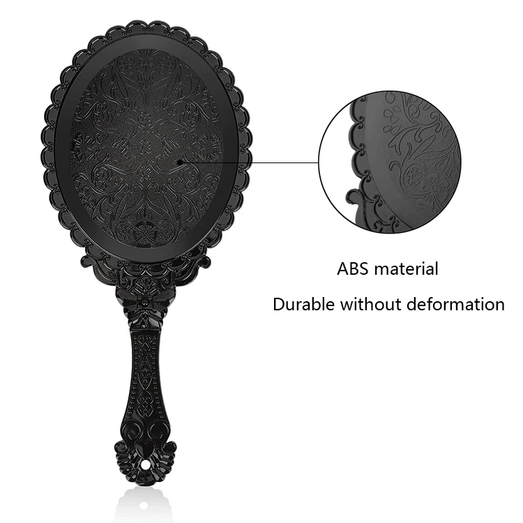 Wholesale Cosmetic Tools Single Sided Plastic Handle vintage Hand Held Makeup Mirror