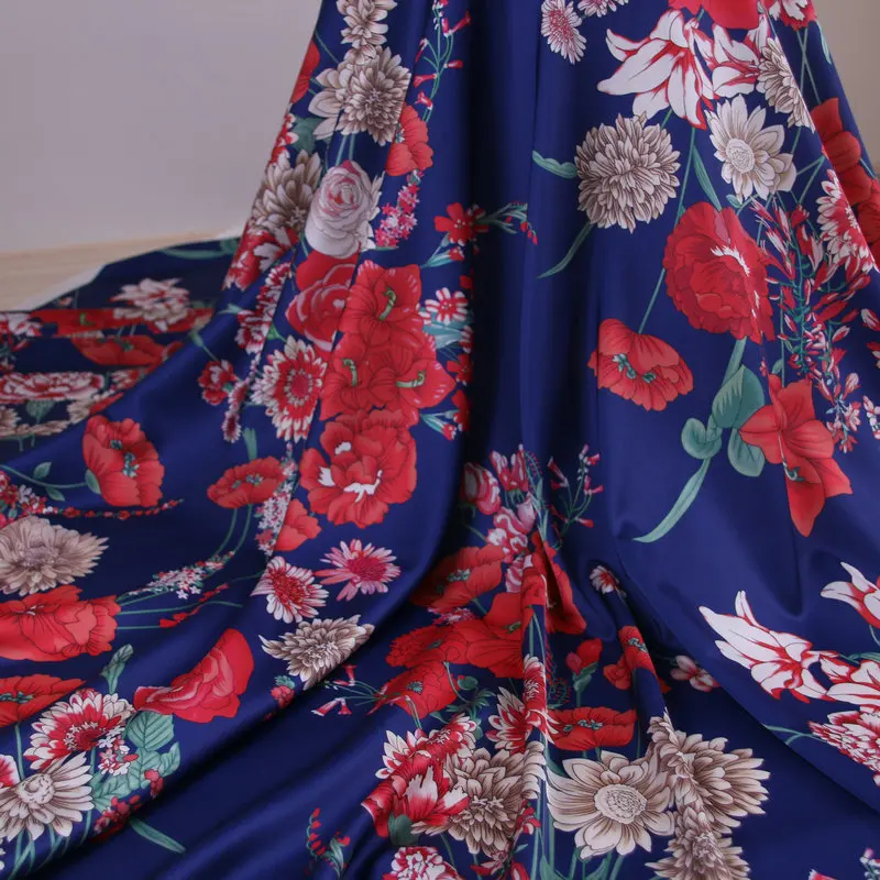 Florals digital printed spandex stretch satin fabric for dress satin silk fabric in stock