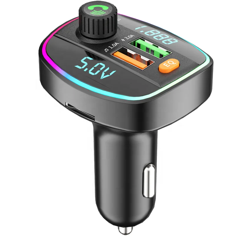 Двойной экран FM-передатчик Bluetooth громкой связи автомобильное радио модулятор MP3 плеер с 2 USB адаптер быстрой зарядки для автомобиля