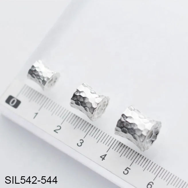 S925 Sterling Silver Hill Tribe Silver Faceted Drum Shape Bead SIL542 543 544