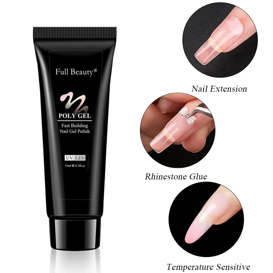 2021 15ml Acrylic Quick Building Extension Poly Nails Gel Nail Polish Pink Hard Jelly Soak off Gel Ideas Gershion