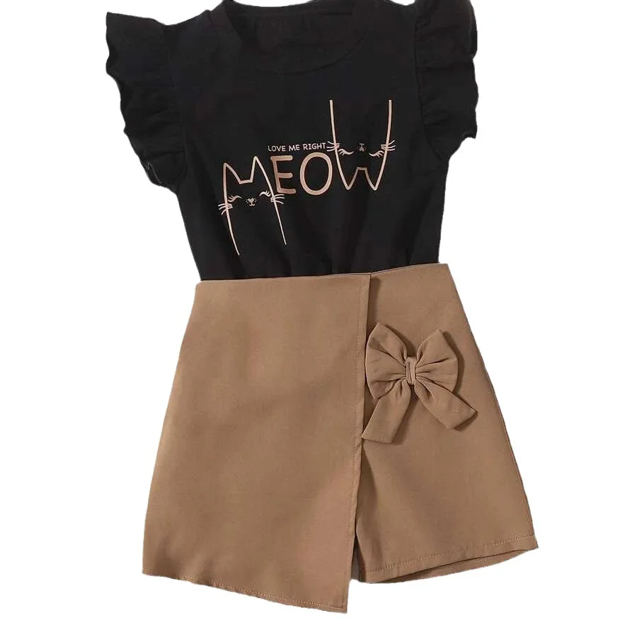 Wholesale Little Girl Clothes Outfits Boutique Clothing 1 -5t Baby Suits Latter Prints T-shirts Sets For Toddler Girls