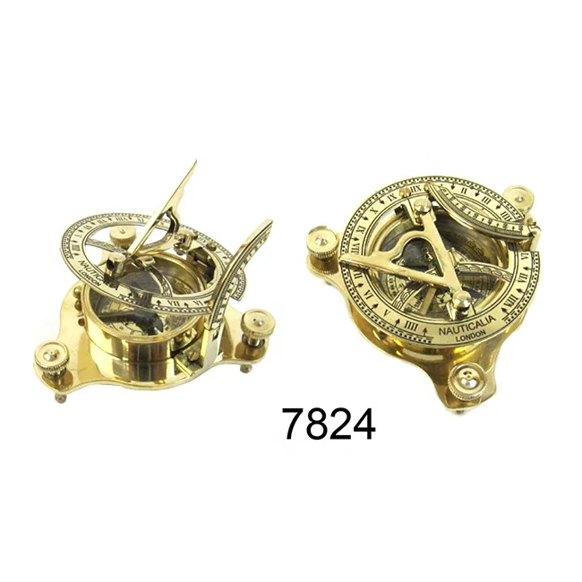 Nautical Brass Folding Sundial Compass With Spirit Level nautical supplies marine compasses for sale