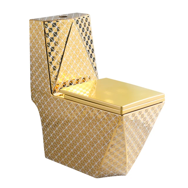 Electroplated ceramic sanitary wc couleur or de toilette water closet gold and white diamond golden toilet
