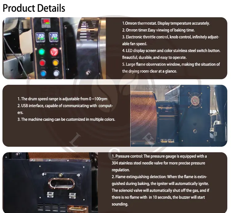 Advanced Structure Colombia Coffee Beans Roaster  Vietnam Coffee Bean Roasting Machine  Coffee Roasted Bean Production Machine