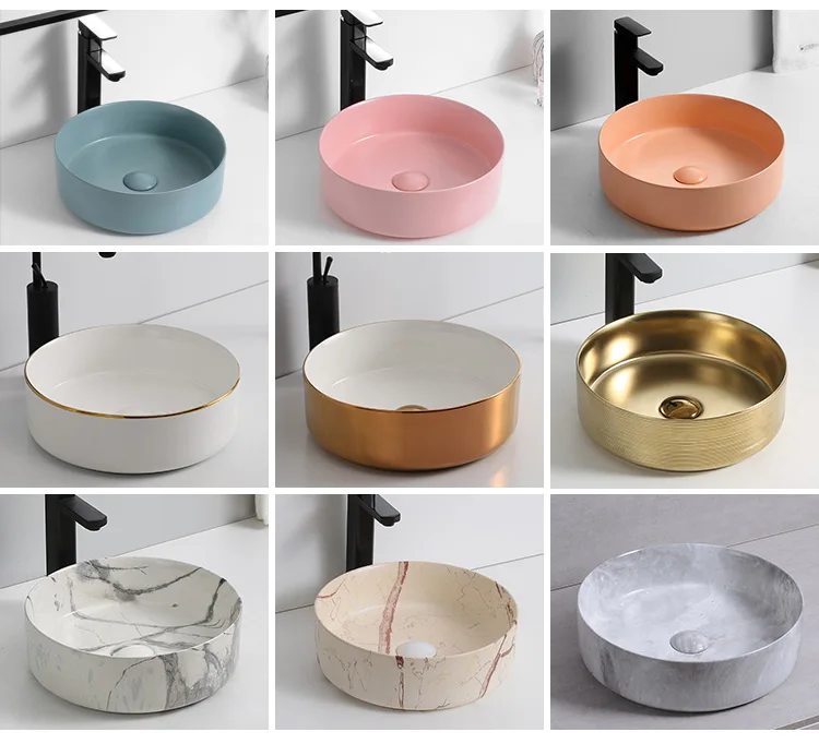 round copper eletro plating handmade wash basin bathroom ceramic porcelain countertop CE CUPC sink vanities basin bathroom sink