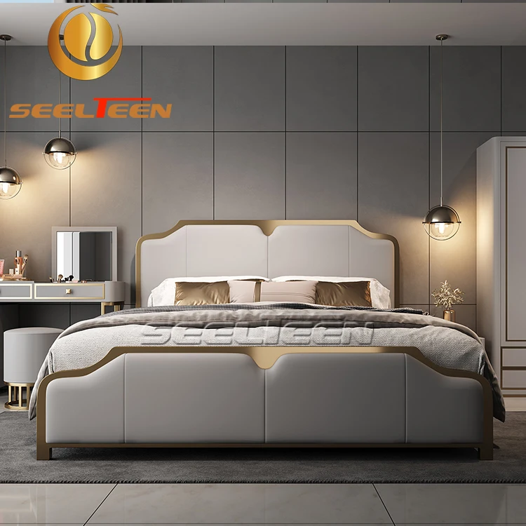 Золотой край роскошный отель спальня полный подгонять спальные наборы мебель