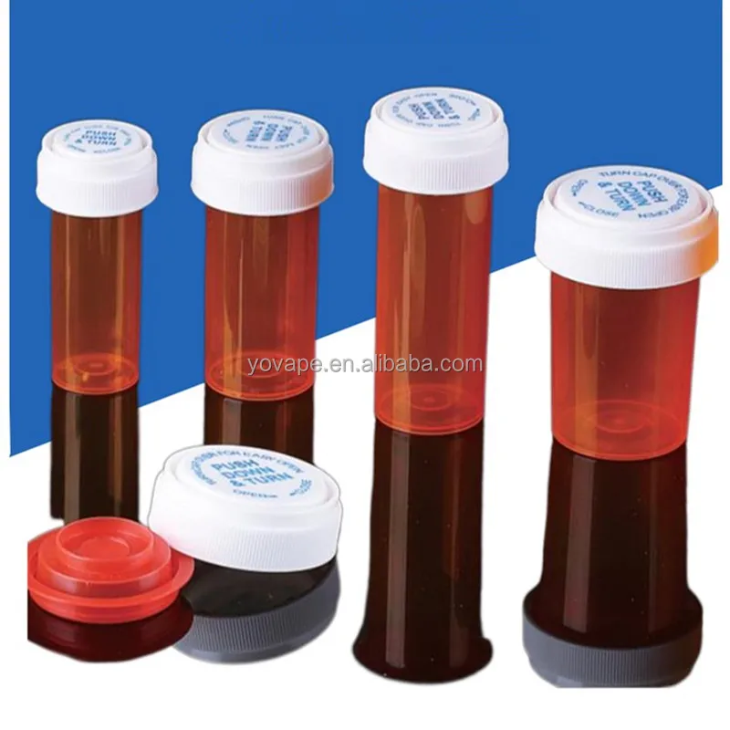 Pill Dispenser Organizer 30ml 50ml 60ml 120ml Push Down and Turn Medicine Container Pill Bottle with Child proof Resistant Cap