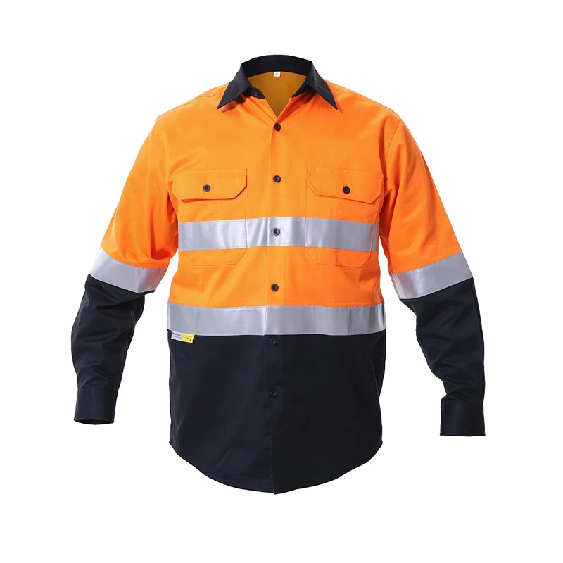 Hi-Vis  High-quality 100% Cotton Tooling Work Wear Safety Shirt with Reflective tape Australia Market