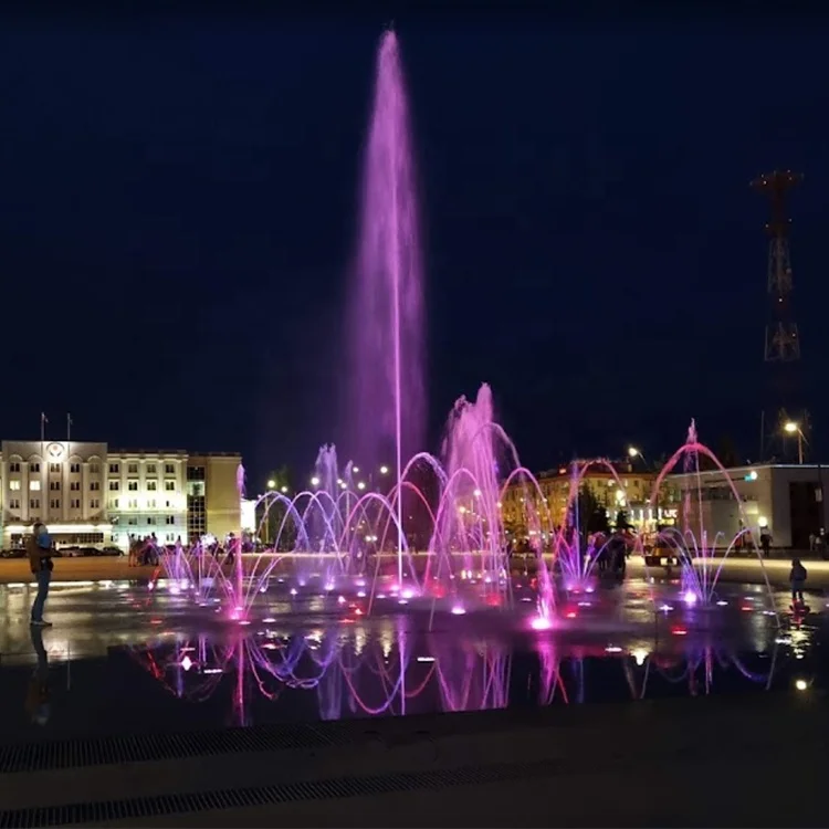 AWS Summer Popular Outdoor Park Square Dry Land Floor Fountain Dancing with RGB Light Laminar Jet Nozzle