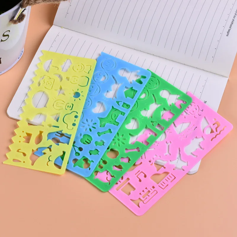 15cm 4 Models Plastic Cheap Custom Kids Stationery Shapes Plastic Drawing Template Stencils/Stencil Ruler for Painting
