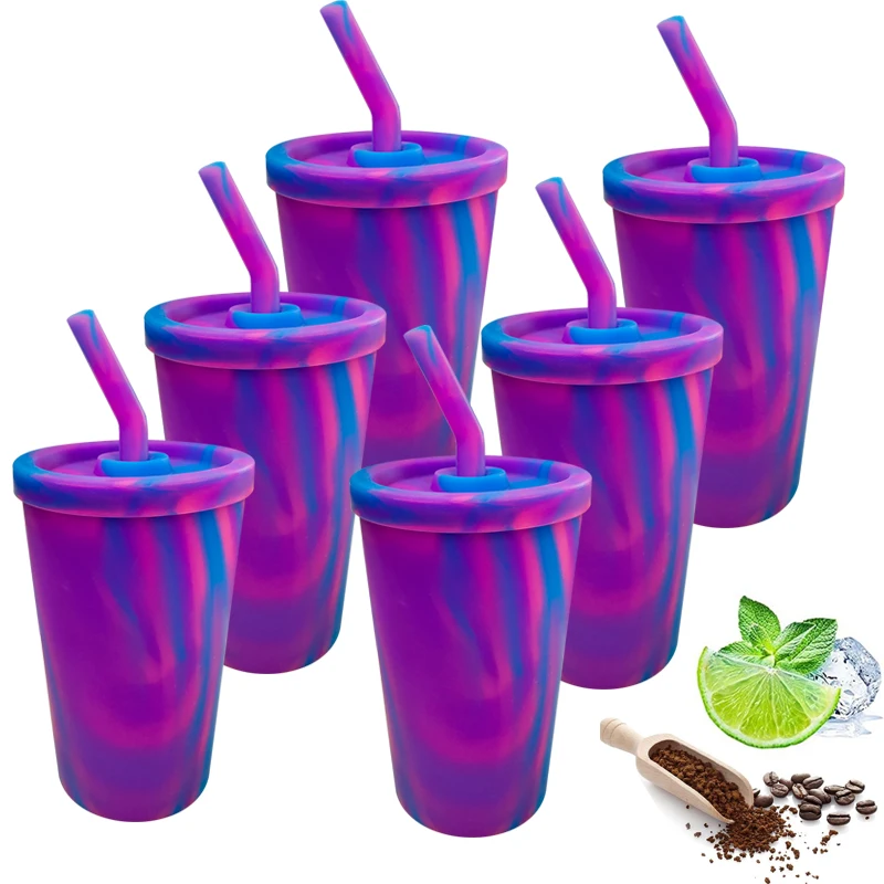 Parties Sports and Outdoors Unbreakable Reusable Durable Shatterproof 16 Ounce Cups Blaze Tie-Dye Silicone Pint Glass Cups